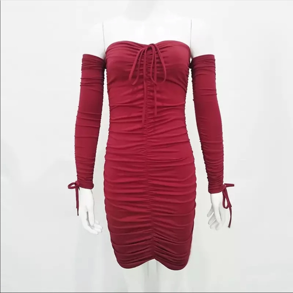 red off the shoulder dress